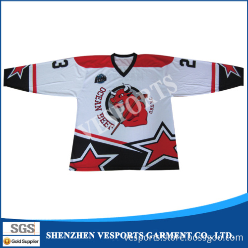 Plain White Ice Hockey Jerseys with Custom Design